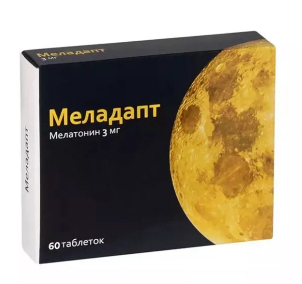 МЕЛАДАПТ ТАБЛЕТКИ ПОКРЫТЫЕ ПЛЕНОЧНОЙ ОБОЛОЧКОЙ 3 МГ   №60