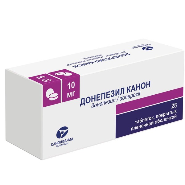 ДОНЕПЕЗИЛ КАНОН ТАБЛЕТКИ ПОКРЫТЫЕ ПЛЕНОЧНОЙ ОБОЛОЧКОЙ 10 МГ №28