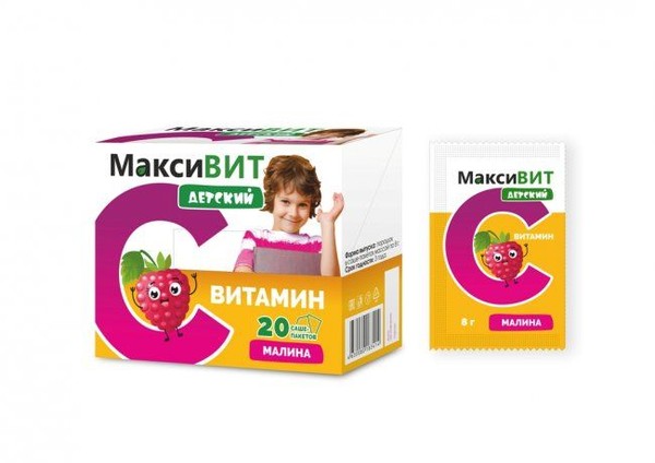 МАКСИВИТ НАПИТОК ДЕТСКИЙ С ВИТАМИНОМ С СО ВКУСОМ МАЛИНЫ НАПИТОК    №20