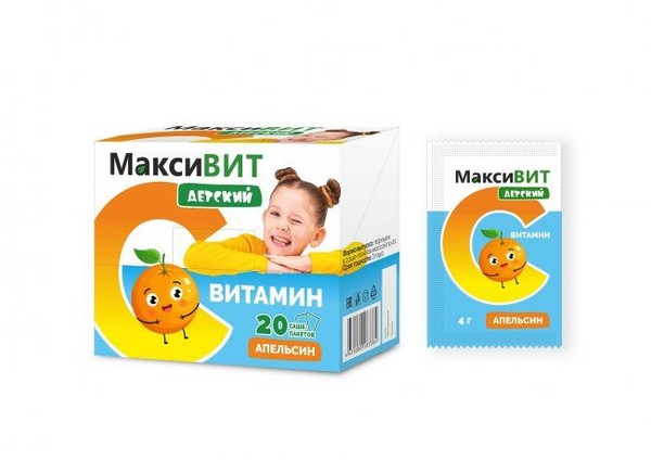 МАКСИВИТ НАПИТОК ДЕТСКИЙ С ВИТАМИНОМ С СО ВКУСОМ АПЕЛЬСИНА НАПИТОК  4 Г №20