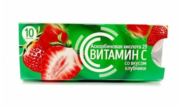 VITALIFE/VITASCIENCE АСКОРБИНОВАЯ КИСЛОТА/ВИТАМИН С ТАБЛЕТКИ ЖЕВАТЕЛЬНЫЕ [КЛУБНИКА] 25 МГ 0,77 Г №10