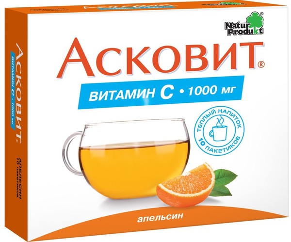 АСКОВИТ ПОРОШОК ДЛЯ ПРИГОТОВЛЕНИЯ РАСТВОРА ДЛЯ ПРИЕМА ВНУТРЬ [АПЕЛЬСИНОВЫЙ] 1 Г   №10