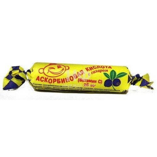 АСКОРБИНОВАЯ КИСЛОТА С САХАРОМ (ЧЕРНИКА) ТАБЛЕТКИ  25 МГ №10