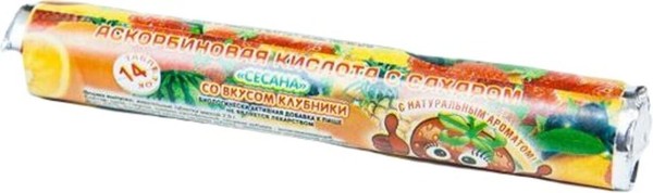 АСКОРБИНОВАЯ К-ТА С САХАРОМ СЕСАНА ТАБЛЕТКИ ЖЕВАТЕЛЬНЫЕ [КЛУБНИКА]  3 Г №14