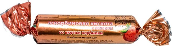 АСКОРБИНОВАЯ КИСЛОТА С САХАРОМ ЭКО ТАБЛЕТКИ ЖЕВАТЕЛЬНЫЕ [КЛУБНИКА]  2,9 Г №10