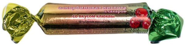 АСКОРБИНОВАЯ КИСЛОТА С САХАРОМ ЭКО ТАБЛЕТКИ ЖЕВАТЕЛЬНЫЕ [КЛЮКВА]  2,9 Г №10