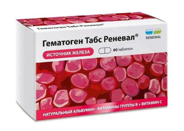 ГЕМАТОГЕН ТАБС RENEWAL ТАБЛЕТКИ ПОКРЫТЫЕ ПЛЕНОЧНОЙ ОБОЛОЧКОЙ  0,721 Г №60