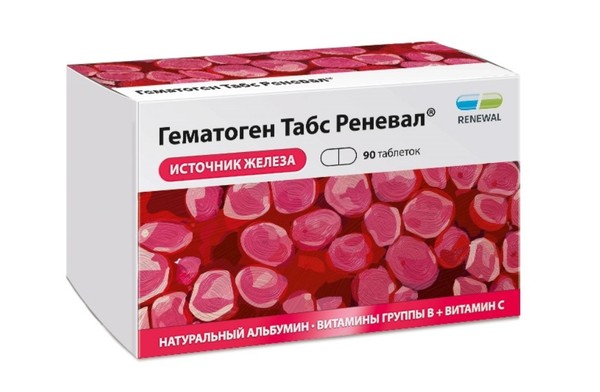 ГЕМАТОГЕН ТАБС RENEWAL ТАБЛЕТКИ ПОКРЫТЫЕ ПЛЕНОЧНОЙ ОБОЛОЧКОЙ  0,721 Г №90