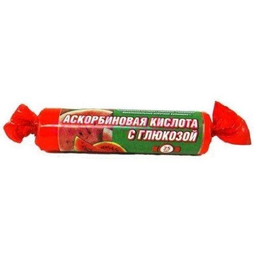 АСКОРБИНОВАЯ КИСЛОТА С ГЛЮКОЗОЙ ГЛЕНВИТОЛ ТАБЛЕТКИ ЖЕВАТЕЛЬНЫЕ [АРБУЗ]  3 Г №10