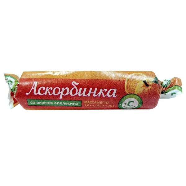 АЗБУКА ЗДОРОВЬЯ АСКОРБИНКА ТАБЛЕТКИ ЖЕВАТЕЛЬНЫЕ [АПЕЛЬСИН] 25 МГ 3 Г №10