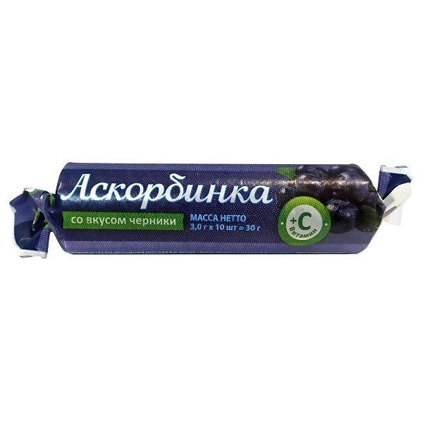 АЗБУКА ЗДОРОВЬЯ АСКОРБИНКА ТАБЛЕТКИ ЖЕВАТЕЛЬНЫЕ [ЧЕРНИКА] 25 МГ 3 Г №10