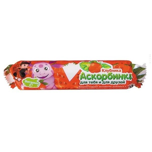 АСКОРБИНКА ЛУНТИК КЛУБНИКА ТАБЛЕТКИ    №10