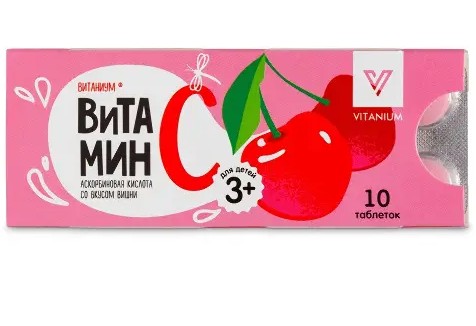VITANIUM АСКОРБИНОВАЯ КИСЛОТА ТАБЛЕТКИ [ВИШНЯ]  0,77 Г №10