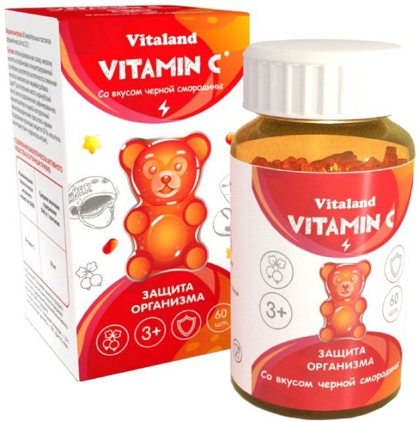 VITALAND/ВИТАЛЭНД ВИТАМИН С ПАСТИЛКИ ЖЕВАТЕЛЬНЫЕ  2,5 Г №60
