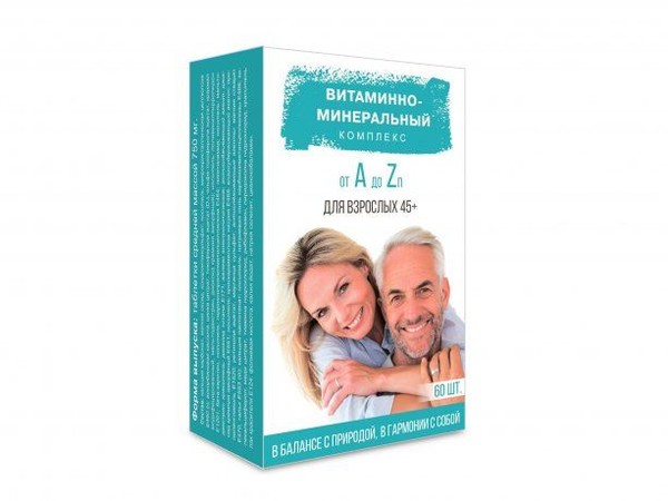 ВТФ ВИТАМИННО-МИНЕРАЛЬНЫЙ КОМПЛЕКС ОТ A ДО ZN 45+ ТАБЛЕТКИ  0,75 Г №60