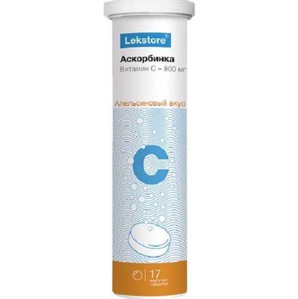 LEKSTORE/ЛЕКСТОР АСКОРБИНКА ТАБЛЕТКИ ШИПУЧИЕ 900 МГ 3 Г №17