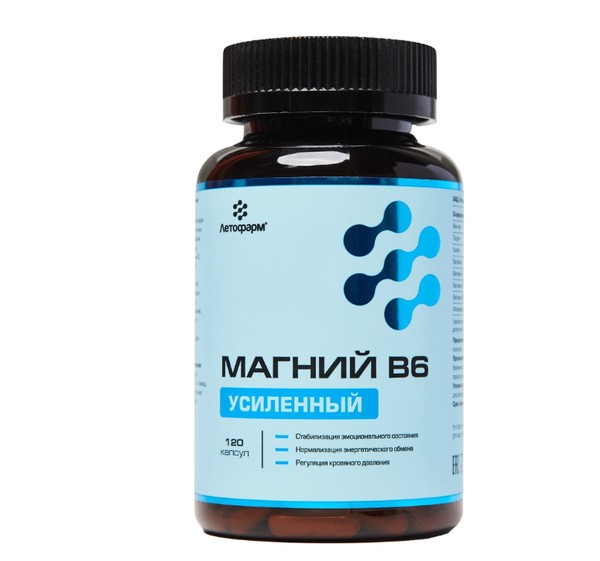 ЛЕТОФАРМ МАГНИЙ В6 УСИЛЕННЫЙ КАПСУЛЫ  0,62 Г №120