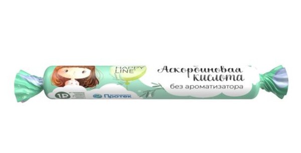 ABC HEALTHY FOOD HAPPY LINE АСКОРБИНОВАЯ КИСЛОТА ТАБЛЕТКИ ЖЕВАТЕЛЬНЫЕ 25 МГ 3 Г №10