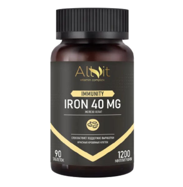 ALLVIT ЖЕЛЕЗО ХЕЛАТ ТАБЛЕТКИ 40 МГ 1200 МГ №90
