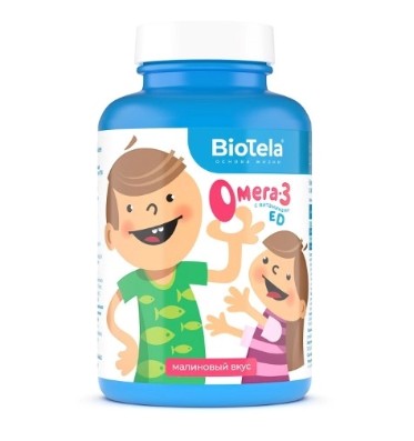 BIOTELA КОМПЛЕКС ДЕТСКИЙ ОМЕГА-3 С ВИТАМИНАМИ Е И Д КАПСУЛЫ ЖЕВАТЕЛЬНЫЕ [МАЛИНА-ТРАВЫ]  710 МГ №120