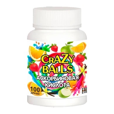 CRAZY BALLS АСКОРБИНОВАЯ КИСЛОТА РАЗНОЦВЕТНОЕ ДРАЖЕ  500 МГ №100