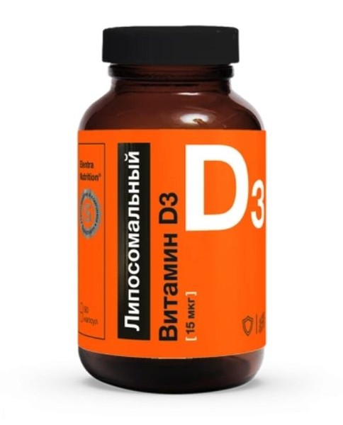 ELENTRA NUTRITION ЛИПОСОМАЛЬНЫЙ ВИТАМИН D3 КАПСУЛЫ 15 МКГ 581 МГ №60