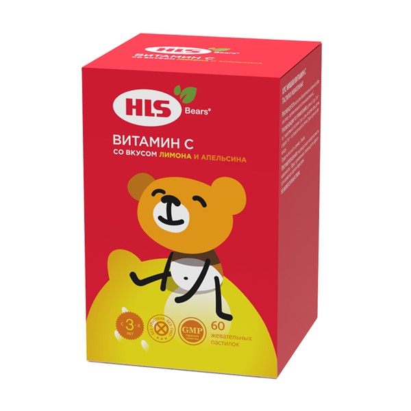 HLS МИШКИ С ВИТАМИНОМ C ПАСТИЛКИ ЖЕВАТЕЛЬНЫЕ  2,5 Г №60