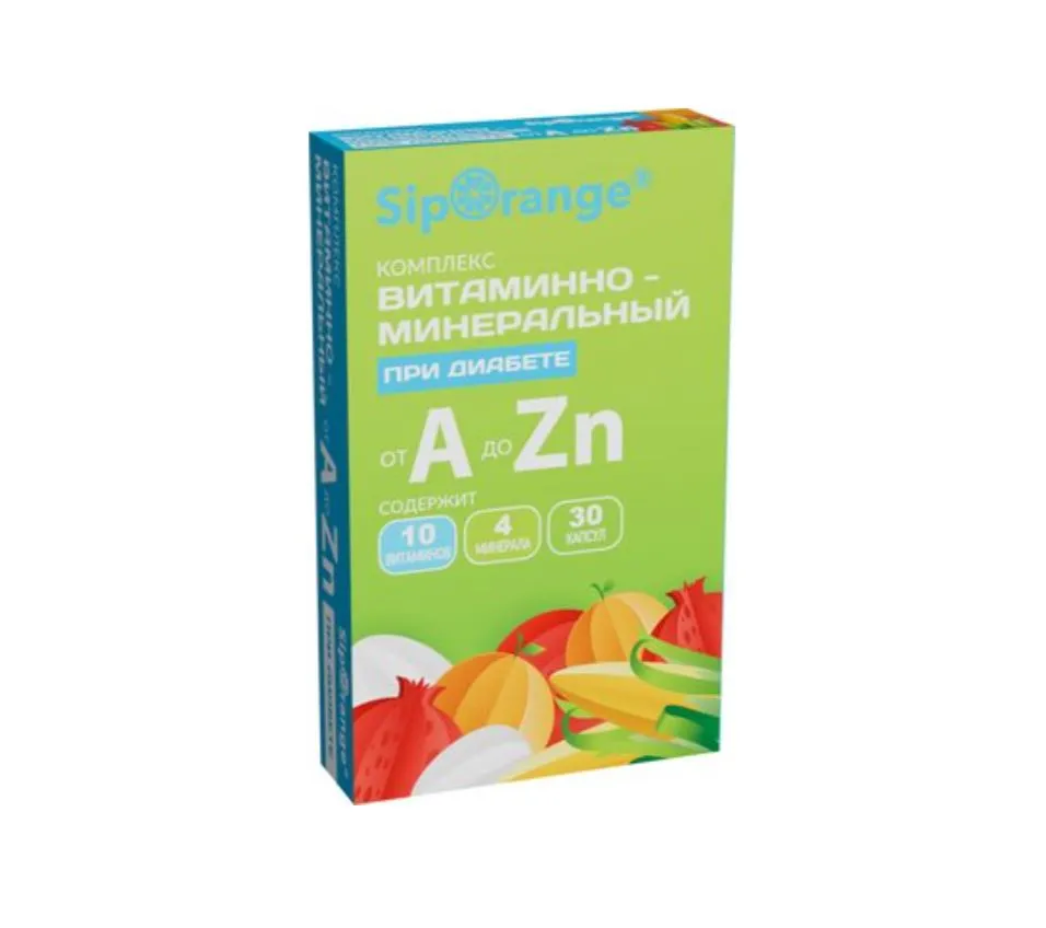SIPORANGE ВИТАМИННО-МИНЕРАЛЬНЫЙ КОМПЛЕКС ОТ A ДО ZN ПРИ ДИАБЕТЕ КАПСУЛЫ  510 МГ №30