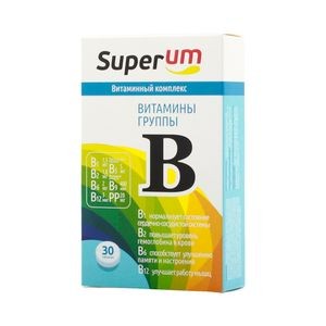 SUPERUM/СУПЕРУМ В-КОМПЛЕКС ТАБЛЕТКИ ПОКРЫТЫЕ ОБОЛОЧКОЙ  165 МГ №30