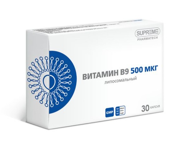 SUPREME ВИТАМИН B9 ЛИПОСОМАЛЬНЫЙ КАПСУЛЫ 500 МКГ 548 МГ №30