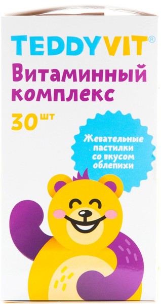 TEDDYVIT ВИТАМИННЫЙ КОМПЛЕКС СО ВКУСОМ ПАСТИЛКИ ЖЕВАТЕЛЬНЫЕ [ОБЛЕПИХА]    №30