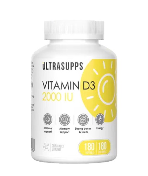 ULTRASUPPS ВИТАМИН D3 КАПСУЛЫ 2000 МЕ 260 МГ №180