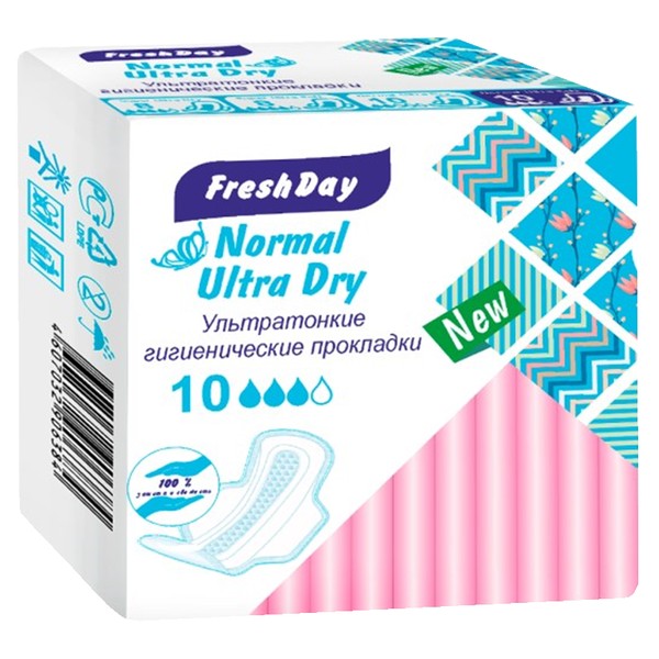 FRESHDAY ПРОКЛАДКИ ГИГИЕНИЧЕСКИЕ NORMAL ULTRA DRY  ПРОКЛАДКИ ЖЕНСКИЕ ГИГИЕНИЧЕСКИЕ ULTRA (ТОНКИЕ)   №10
