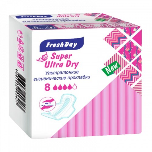 FRESHDAY ПРОКЛАДКИ ГИГИЕНИЧЕСКИЕ SUPER ULTRA DRY ПРОКЛАДКИ ЖЕНСКИЕ ГИГИЕНИЧЕСКИЕ   №8