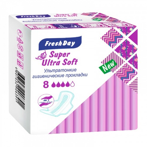 FRESHDAY ПРОКЛАДКИ ГИГИЕНИЧЕСКИЕ SUPER ULTRA SOFT ПРОКЛАДКИ ЖЕНСКИЕ ГИГИЕНИЧЕСКИЕ   №8