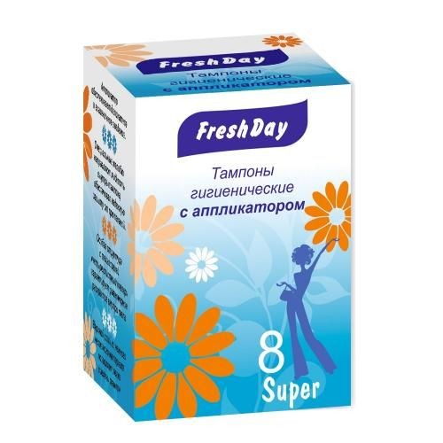 FRESHDAY ТАМПОНЫ ГИГИЕНИЧЕСКИЕ С АППЛИКАТОРОМ SUPER ТАМПОНЫ SUPER   №8