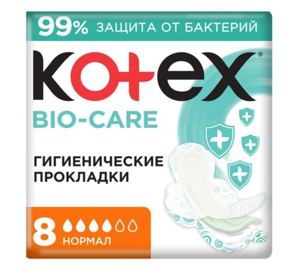 KOTEX BIO-CARE ПРОКЛАДКИ НОРМАЛ ПРОКЛАДКИ ЖЕНСКИЕ ГИГИЕНИЧЕСКИЕ №8