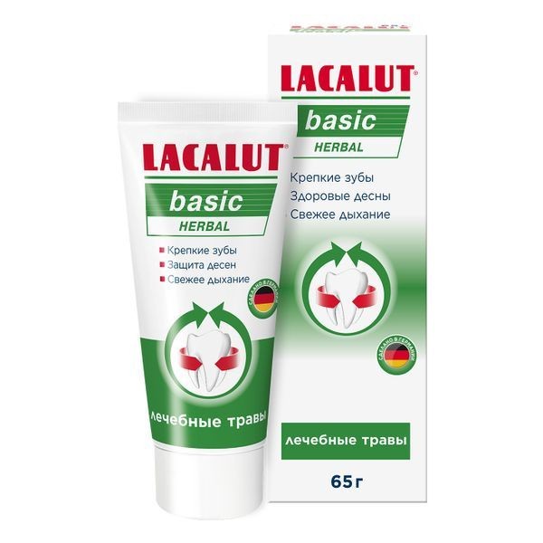 LACALUT ЗУБНАЯ ПАСТА BASIC HERBAL ЗУБНАЯ ПАСТА ДЛЯ ЗАЩИТЫ ДЕСЕН 65 Г №1