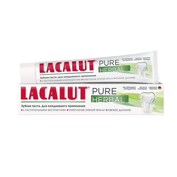 LACALUT PURE ЗУБН ПАСТА HERBAL ЗУБНАЯ ПАСТА ЕЖЕДНЕВНАЯ 75 МЛ №1