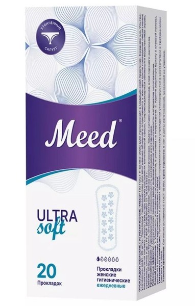 MEED ULTRA SOFT ПРОКЛАДКИ ЖЕН ГИГИЕНИЧ ЕЖЕДН УСЕЧЕННОЙ ФОРМЫ (Е-50) ПРОКЛАДКИ ЖЕНСКИЕ ГИГИЕНИЧЕСКИЕ ЕЖЕДНЕВНЫЕ   №20