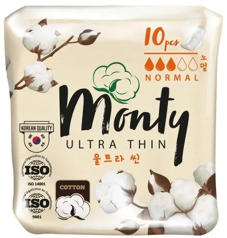MONTY ULTRA THIN NORMAL PLUS ПРОКЛАДКИ ЖЕН ГИГИЕНИЧ ПРОКЛАДКИ ЖЕНСКИЕ ГИГИЕНИЧЕСКИЕ NORMAL PLUS   №10