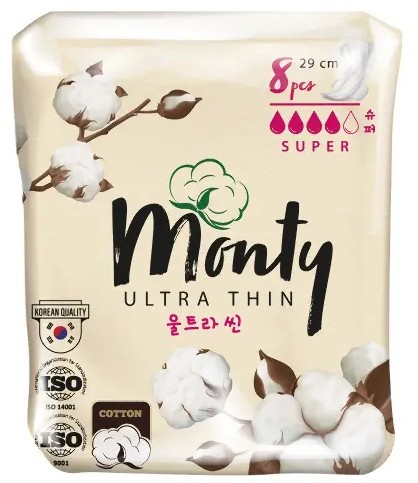 MONTY ULTRA THIN SUPER PLUS ПРОКЛАДКИ ЖЕН ГИГИЕНИЧ ПРОКЛАДКИ ЖЕНСКИЕ ГИГИЕНИЧЕСКИЕ SUPER PLUS   №8