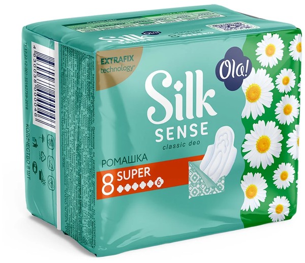 OLA SILK SENSE CLASSIC DEO ПРОКЛАДКИ SUPER РОМАШКА ПРОКЛАДКИ ЖЕНСКИЕ ГИГИЕНИЧЕСКИЕ №8