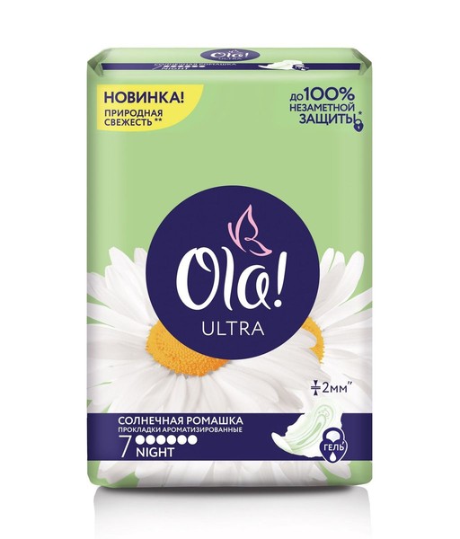 OLA ПРОКЛАДКИ ULTRA NIGHT РОМАШКА ПРОКЛАДКИ ЖЕНСКИЕ ГИГИЕНИЧЕСКИЕ ULTRA (ТОНКИЕ) №7