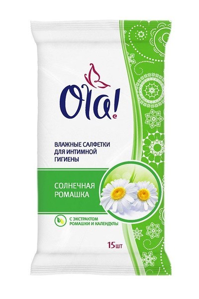 OLA САЛФЕТКИ ВЛАЖНЫЕ Д/ИНТИМНОЙ ГИГИЕНЫ СОЛНЕЧНАЯ РОМАШКА САЛФЕТКИ ВЛАЖНЫЕ КОСМЕТИЧЕСКИЕ    №15
