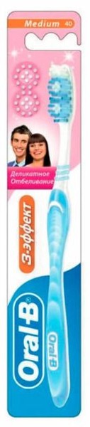 ORAL-B З/ЩЕТКА 3-EFFECT ДЕЛИКАТНОЕ ОТБЕЛИВАНИЕ 40 СРЕДНЯЯ ЗУБНАЯ ЩЕТКА   №1