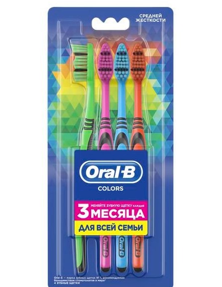 ORAL-B З/ЩЕТКА COLORS СРЕДНЯЯ ЗУБНАЯ ЩЕТКА   №4