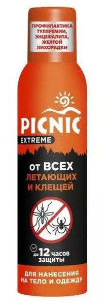 PICNIC EXTREME АЭРОЗОЛЬ ОТ ВСЕХ ВИДОВ ЛЕТАЮЩИХ НАСЕКОМЫХ И КЛЕЩЕЙ АЭРОЗОЛЬ 150 МЛ №1