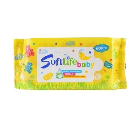 SOFTLIFE BABY ВЛАЖНАЯ ТУАЛЕТНАЯ БУМАГА РАСТВОРИМАЯ С ЭКСТР РОМАШКИ БУМАГА ТУАЛЕТНАЯ    №60