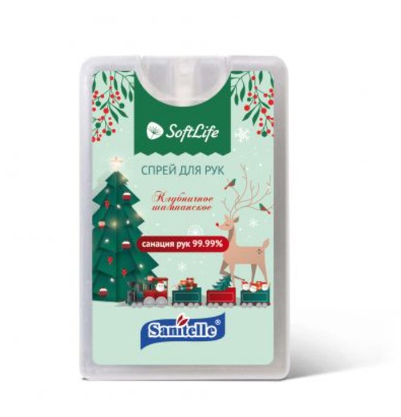 SOFTLIFE SANITELLE СПРЕЙ Д/РУК КЛУБНИЧНОЕ ШАМПАНСКОЕ КОСМЕТИЧЕСКИЙ СПРЕЙ 20 МЛ №1